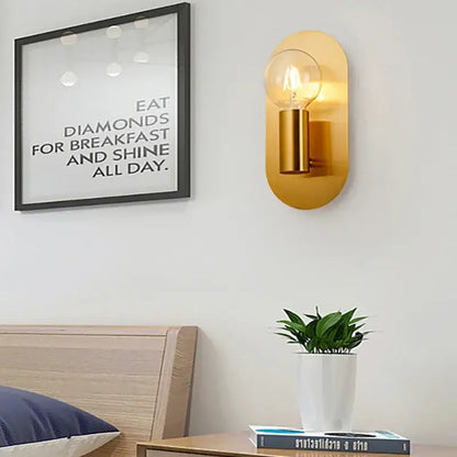 Contemporary gold led wall lamp for living room with filament bulb