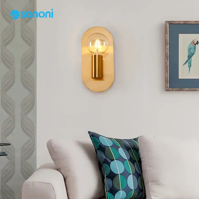 Contemporary gold led wall lamp for living room with filament bulb