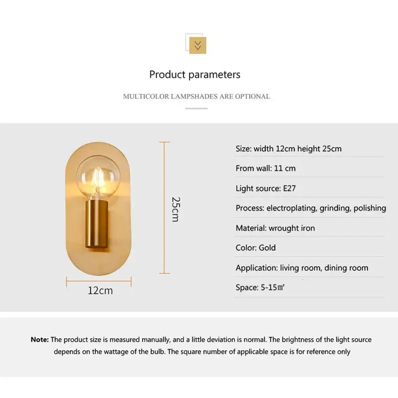 Contemporary gold led wall lamp for living room with filament bulb