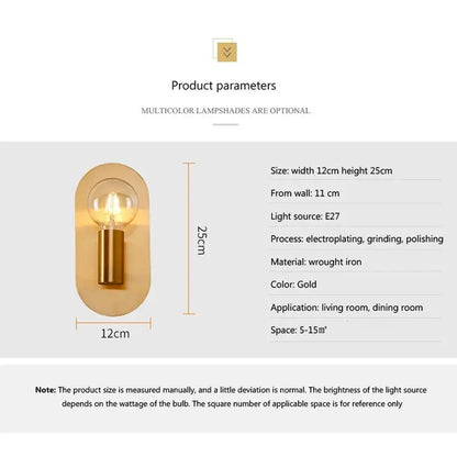 Contemporary gold led wall lamp for living room with filament bulb