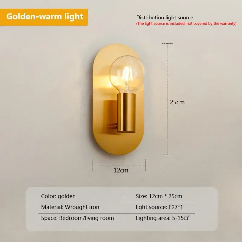 Contemporary gold led wall lamp for living room with filament bulb