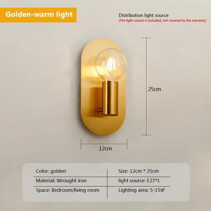 Contemporary gold led wall lamp for living room with filament bulb