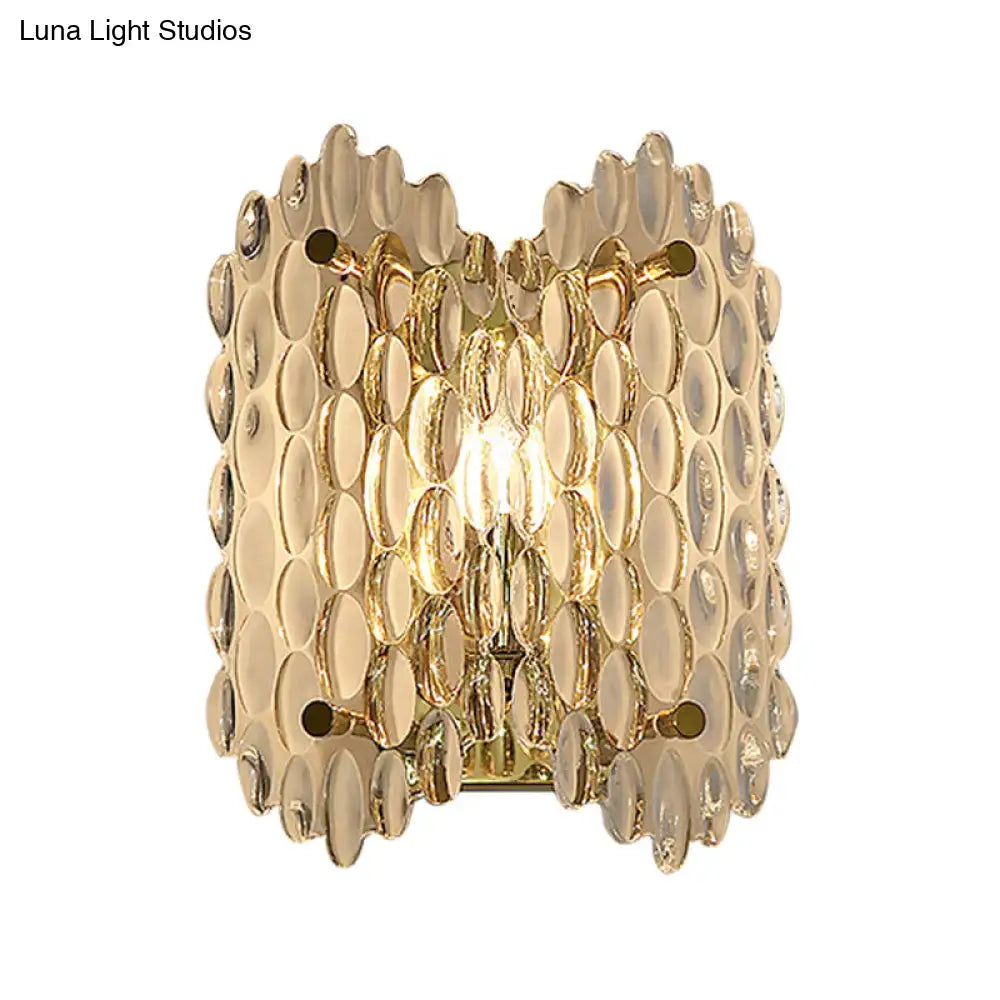 Contemporary gold metal fixture clear crystal wall light hallway
