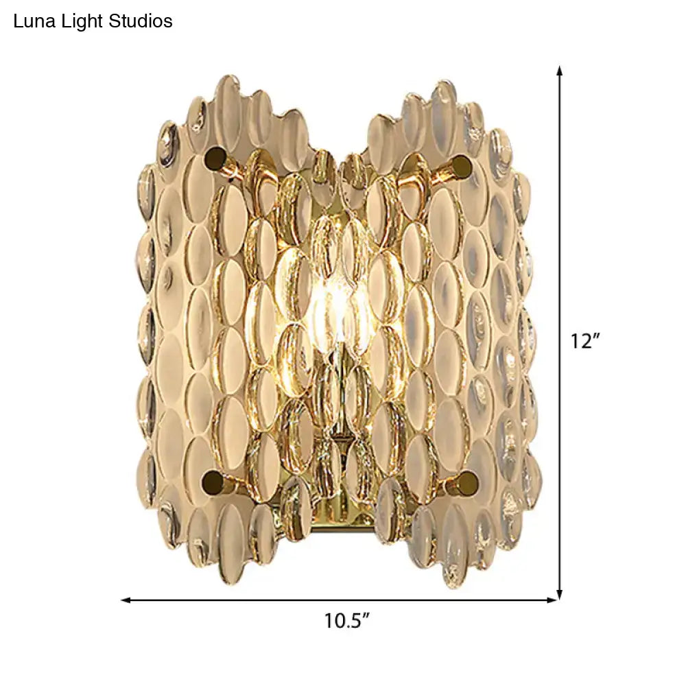 Contemporary gold metal fixture clear crystal wall light hallway