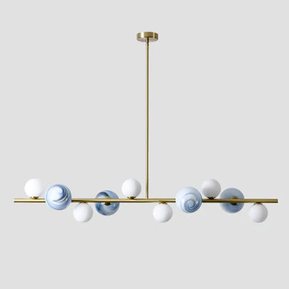 DecorBites™ Contemporary Gold Metal Island Pendant Light with Glass Sphere for Dining Table