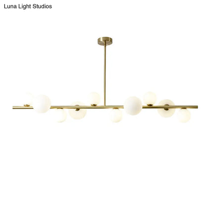 DecorBites™ Contemporary Gold Metal Island Pendant Light with Glass Sphere for Dining Table