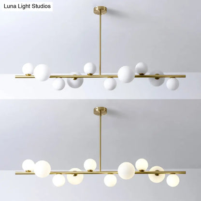 DecorBites™ Contemporary Gold Metal Island Pendant Light with Glass Sphere for Dining Table