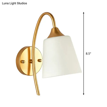 Contemporary gold milk glass wall lamp bedroom sconce
