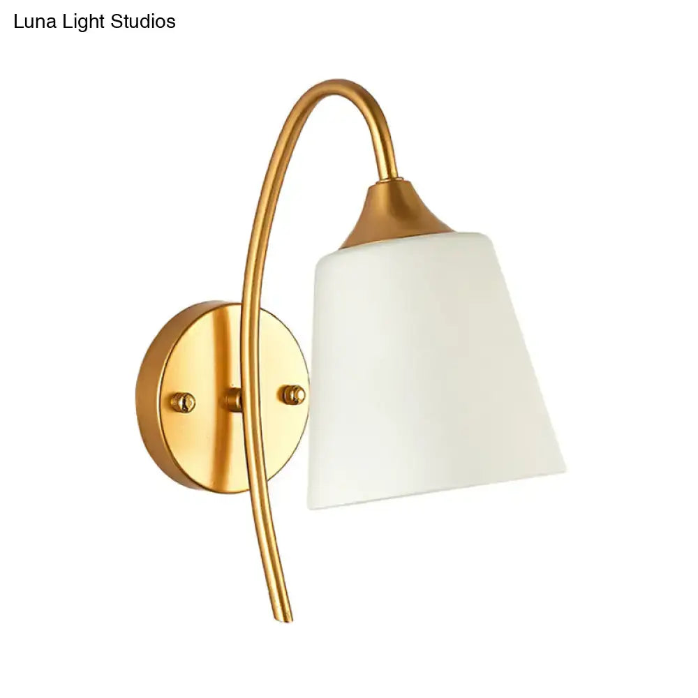 Contemporary gold milk glass wall lamp bedroom sconce