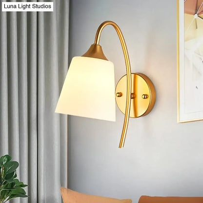 Contemporary gold milk glass wall lamp bedroom sconce