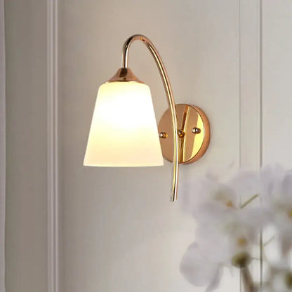 Contemporary gold milk glass wall lamp bedroom sconce