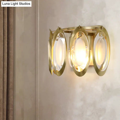 DecorBites™ Contemporary Gold Oval Sconce with Cut Crystal Detail - Perfect Wall Fixture for Living Room Lighting