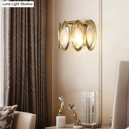 DecorBites™ Contemporary Gold Oval Sconce with Cut Crystal Detail - Perfect Wall Fixture for Living Room Lighting