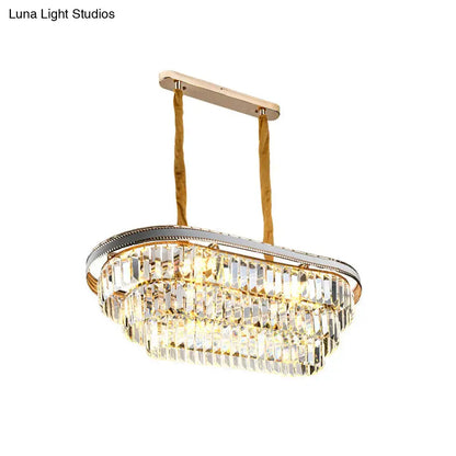 Contemporary gold & silver oval island pendant living room crystal lamp