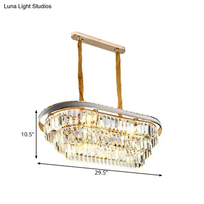 Contemporary gold & silver oval island pendant living room crystal lamp