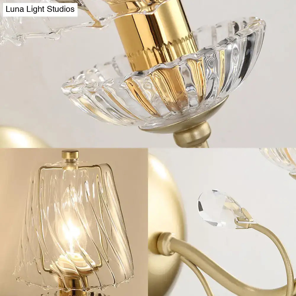 Contemporary gold swirl glass wall light bedroom e12 bulb base