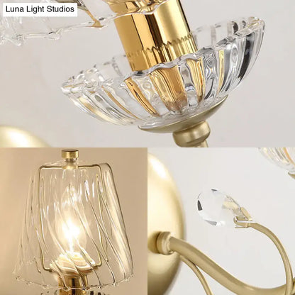 Contemporary gold swirl glass wall light bedroom e12 bulb base