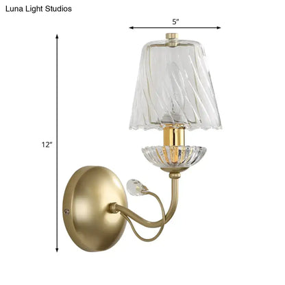 Contemporary gold swirl glass wall light bedroom e12 bulb base