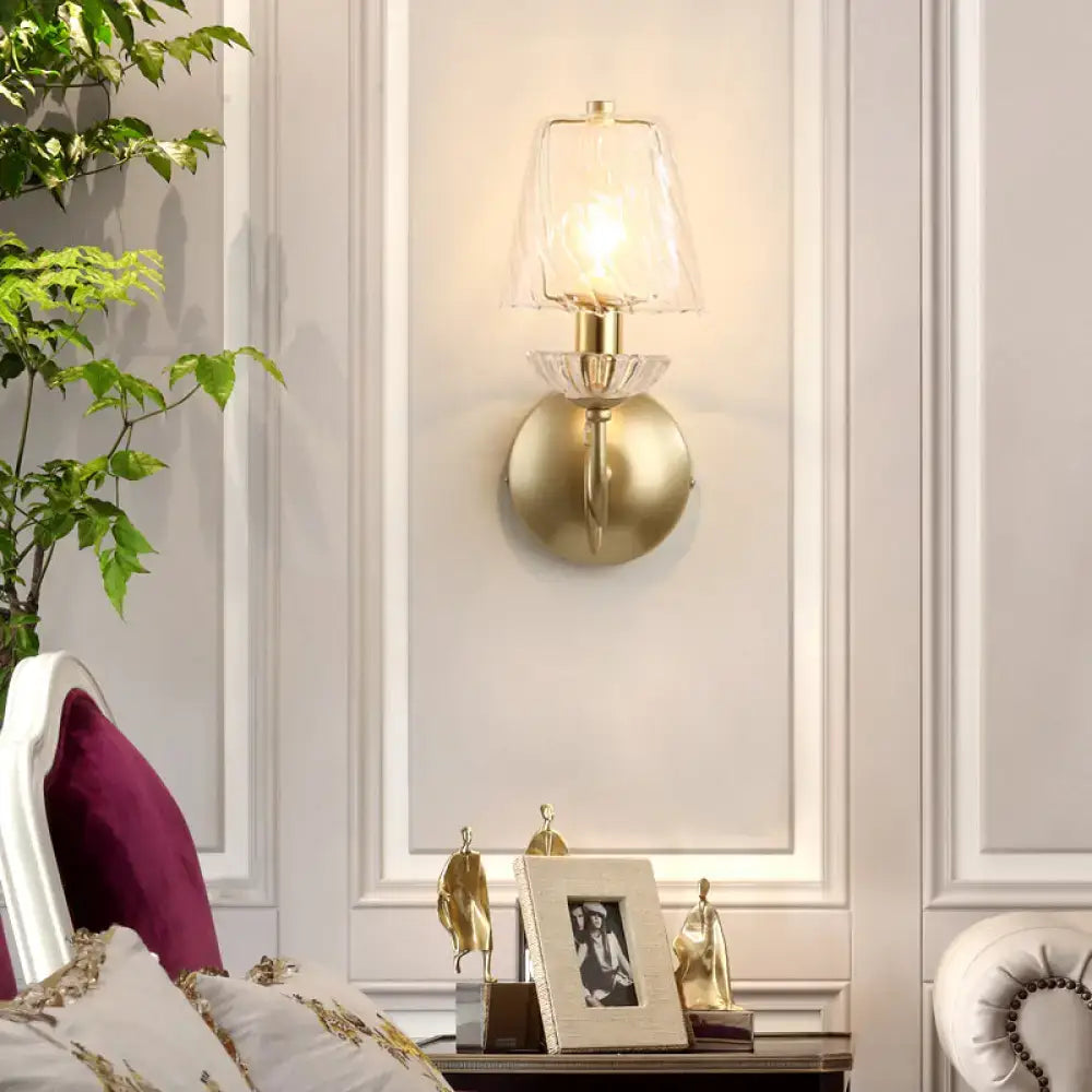 Contemporary gold swirl glass wall light bedroom e12 bulb base