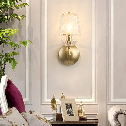 Contemporary gold swirl glass wall light bedroom e12 bulb base