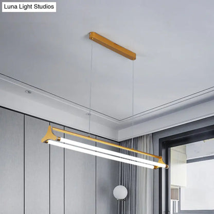 DecorBites™ Contemporary Gold Tube Chandelier: LED Pendant Lamp for Living Room (25"/40.5"/32.5" Width) – Warm/White Light