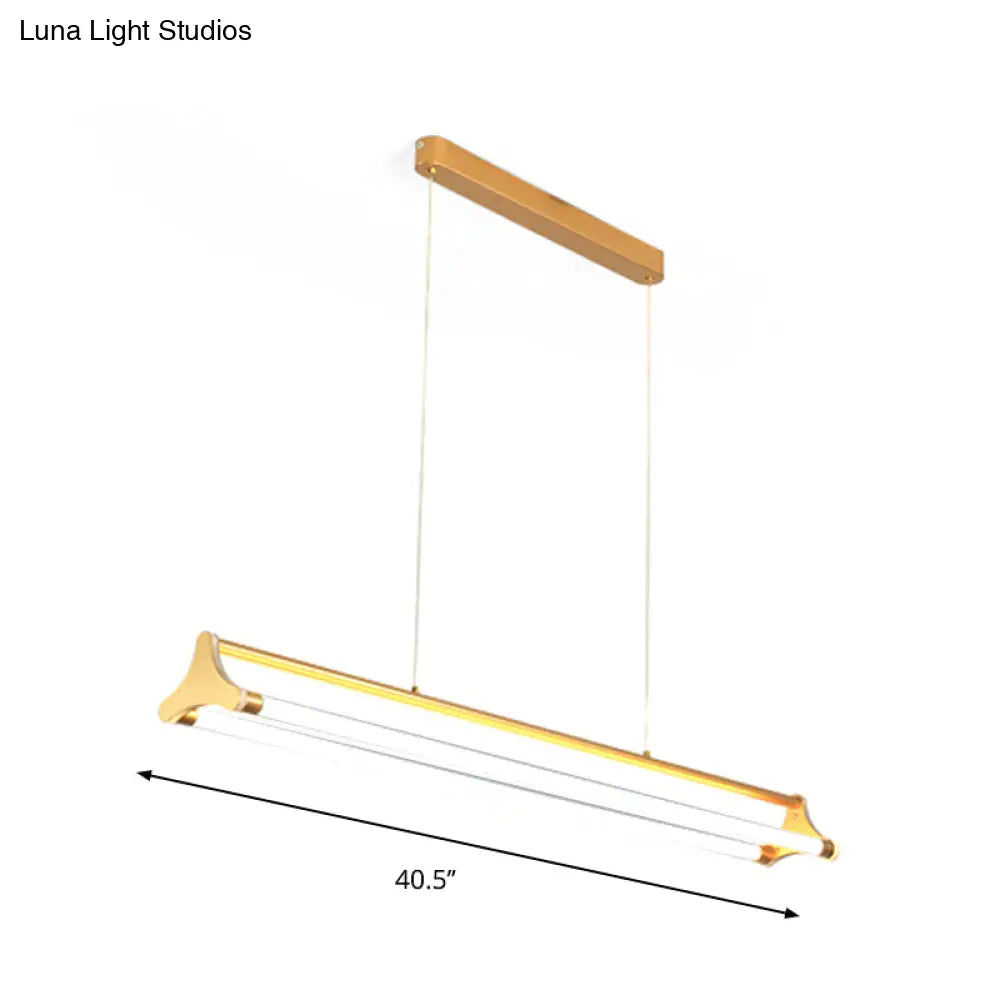 DecorBites™ Contemporary Gold Tube Chandelier: LED Pendant Lamp for Living Room (25"/40.5"/32.5" Width) – Warm/White Light