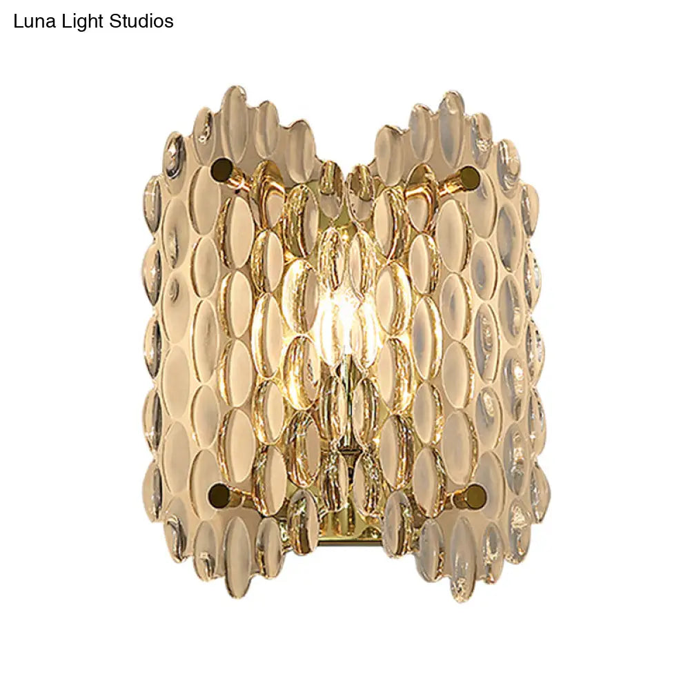 DecorBites™ Contemporary Gold Wall Lamp with Clear Crystal, Oval Shape & 1 Bulb, Perfect for Hallways
