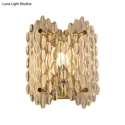 DecorBites™ Contemporary Gold Wall Lamp with Clear Crystal, Oval Shape & 1 Bulb, Perfect for Hallways