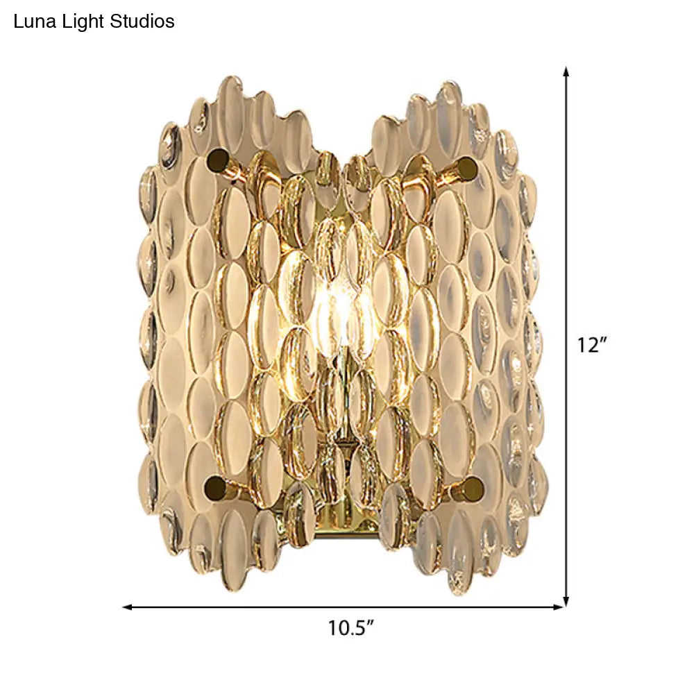 DecorBites™ Contemporary Gold Wall Lamp with Clear Crystal, Oval Shape & 1 Bulb, Perfect for Hallways