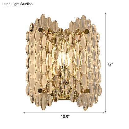 DecorBites™ Contemporary Gold Wall Lamp with Clear Crystal, Oval Shape & 1 Bulb, Perfect for Hallways