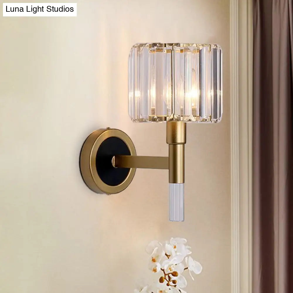 DecorBites™ Contemporary Gold Wall Mount Sconce with Clear K9 Crystal - Column Living Room Light
