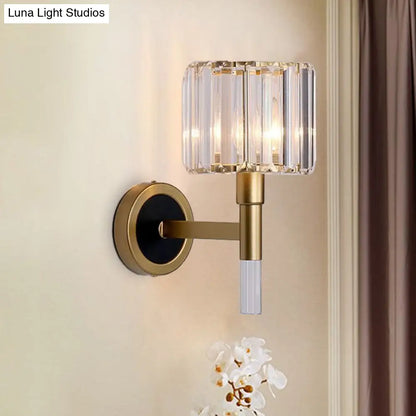 DecorBites™ Contemporary Gold Wall Mount Sconce with Clear K9 Crystal - Column Living Room Light