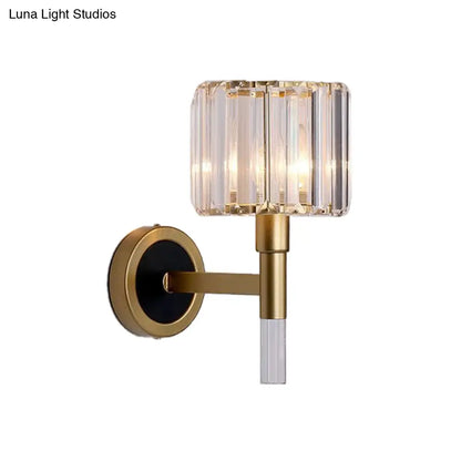 DecorBites™ Contemporary Gold Wall Mount Sconce with Clear K9 Crystal - Column Living Room Light