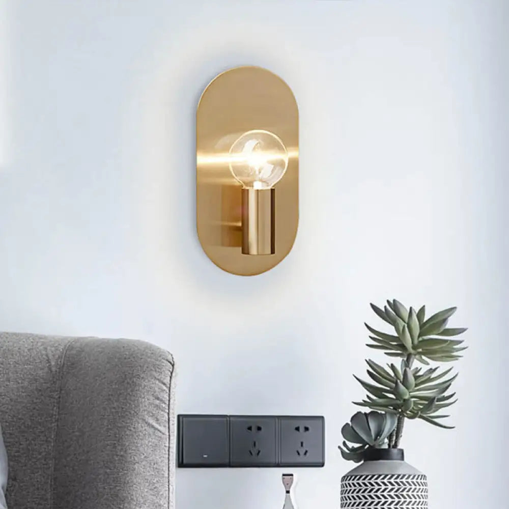 DecorBites™ Contemporary Gold Wall Mounted Bedroom Sconce Light with Bare Bulb Metal Shade