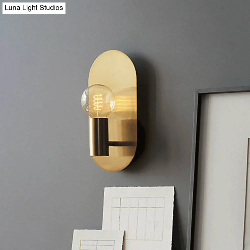 DecorBites™ Contemporary Gold Wall Mounted Bedroom Sconce Light with Bare Bulb Metal Shade