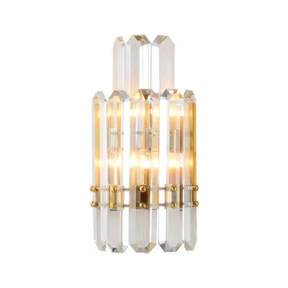 DecorBites™ Contemporary Gold Wall Sconce with 2 Tiers Clear Crystal Prisms - Perfect for Restaurants