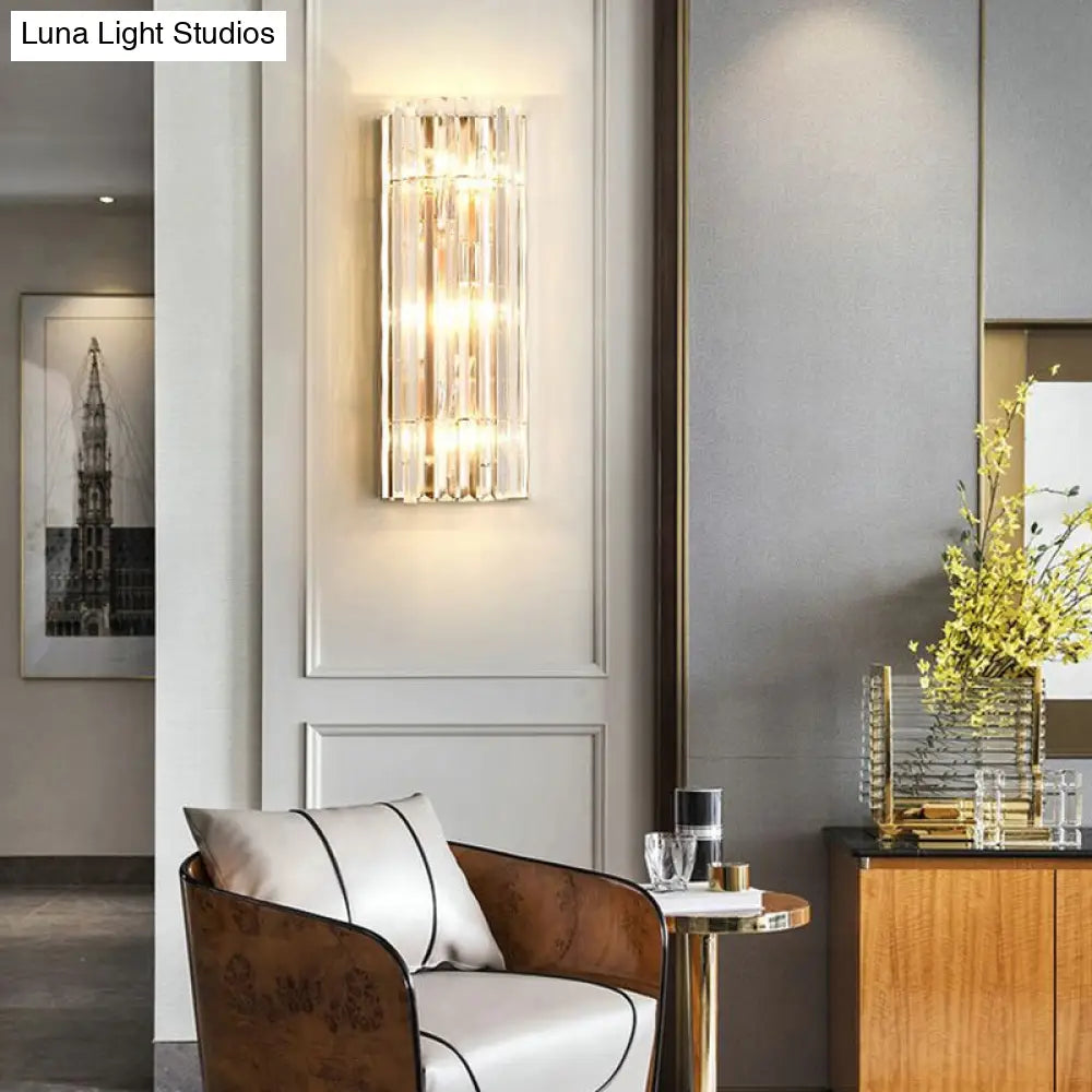 DecorBites™ Contemporary Gold Wall Sconce with Crystal Shade - Modern 3-Light Flush Mount
