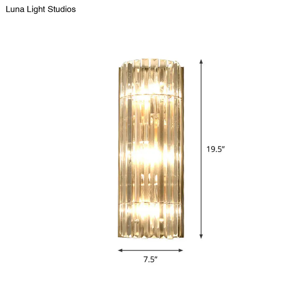 DecorBites™ Contemporary Gold Wall Sconce with Crystal Shade - Modern 3-Light Flush Mount