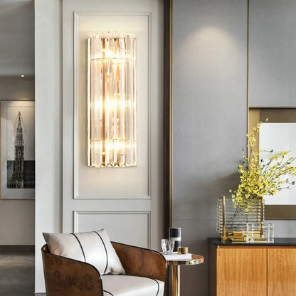 DecorBites™ Contemporary Gold Wall Sconce with Crystal Shade - Modern 3-Light Flush Mount