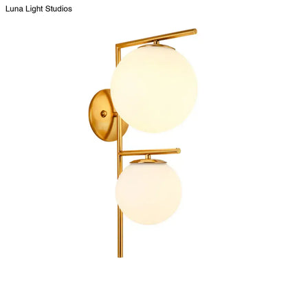 Contemporary gold & white spherical glass light fixture bedroom sconce