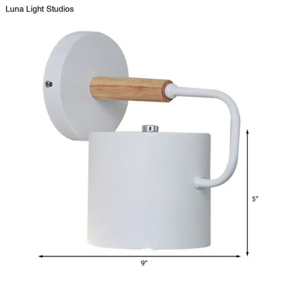 Contemporary gray metal wall light – bedroom cylindrical sconce