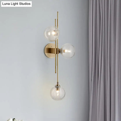 DecorBites™ Contemporary Green/Clear Glass Globe Wall Sconce Lamp with 3 Lights in Brass