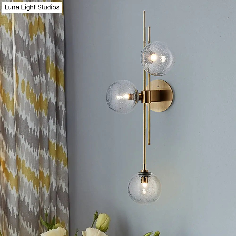 DecorBites™ Contemporary Green/Clear Glass Globe Wall Sconce Lamp with 3 Lights in Brass