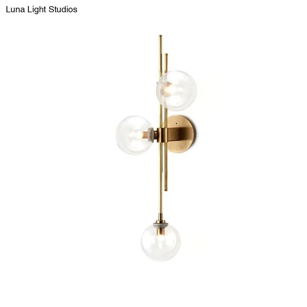 DecorBites™ Contemporary Green/Clear Glass Globe Wall Sconce Lamp with 3 Lights in Brass