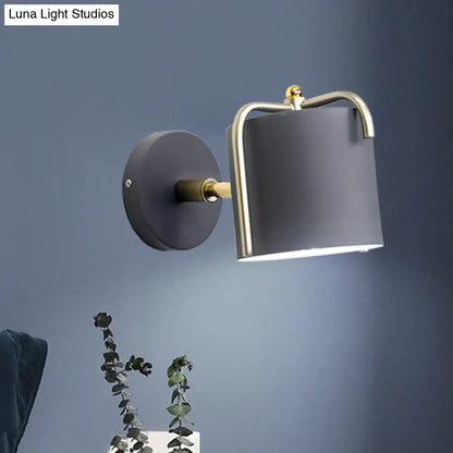 DecorBites™ Contemporary Green/Grey Sconce with Tube Metal Shade for Bedroom Wall Lighting