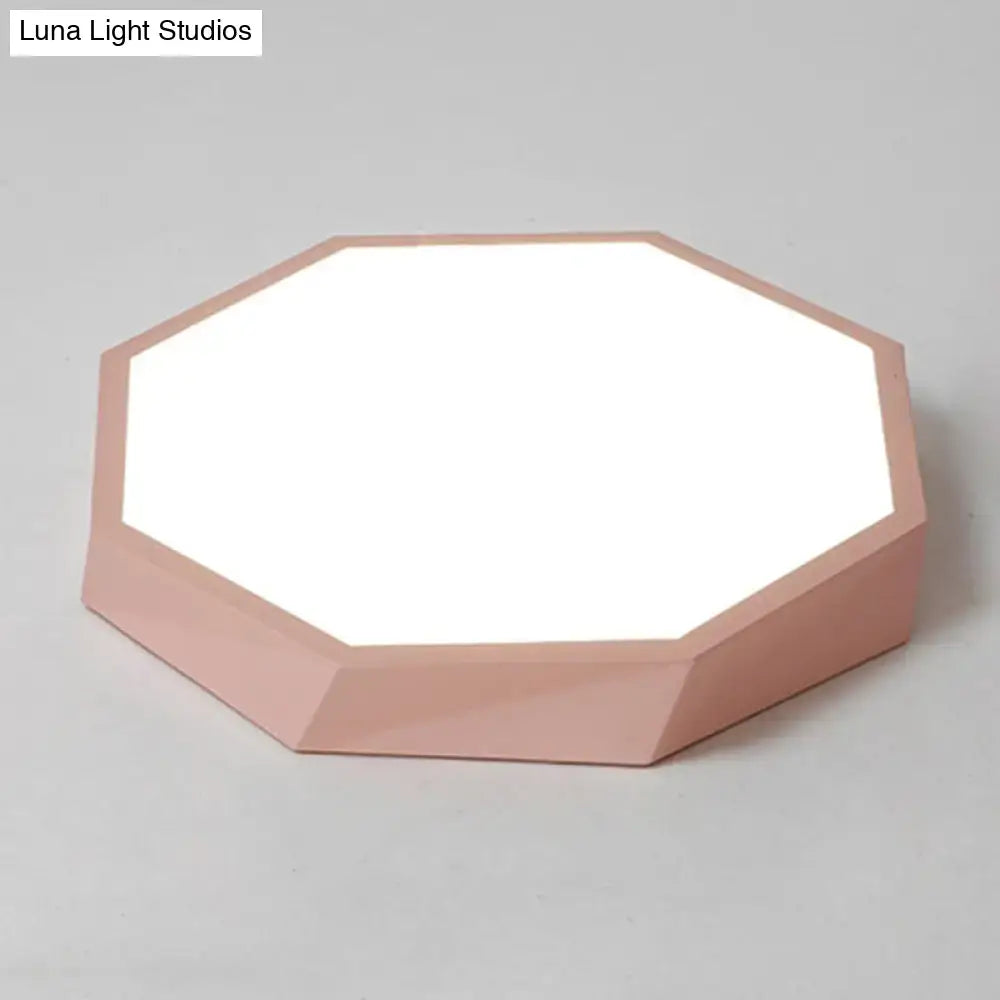 Contemporary green pink & yellow hexagonal mount ceiling light bedroom
