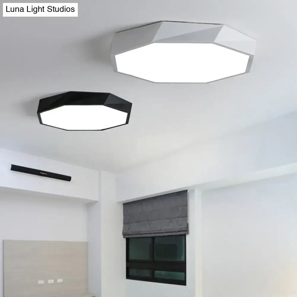 Contemporary green pink & yellow hexagonal mount ceiling light bedroom