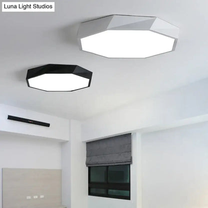 Contemporary green pink & yellow hexagonal mount ceiling light bedroom