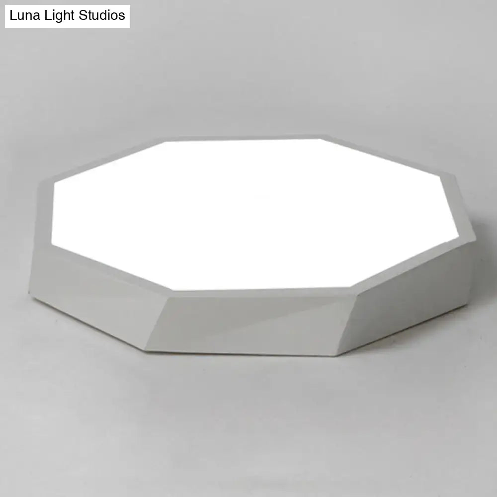 Contemporary green pink & yellow hexagonal mount ceiling light bedroom