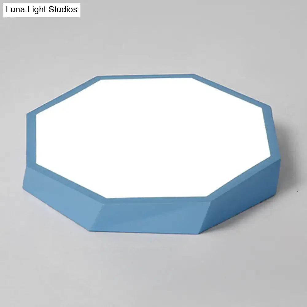 Contemporary green pink & yellow hexagonal mount ceiling light bedroom